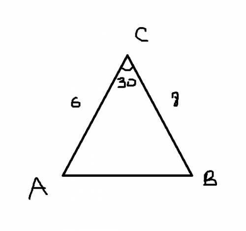 Две стороны треугольника равны 6 см и 8 см а угол между ними 30 градусов. надо найти s треугольника?