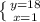 \left \{ {{y=18} \atop {x=1} \right.