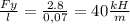 \frac{Fy}{l}= \frac{2.8}{0,07} = 40 \frac{kH}{m}