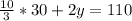 \frac{10}{3}*30+2y=110