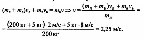 Слодки, движущейся со скоростью 2 м/с, челвек бросает весло массой 5 кг с горизонтальной скоростью 8