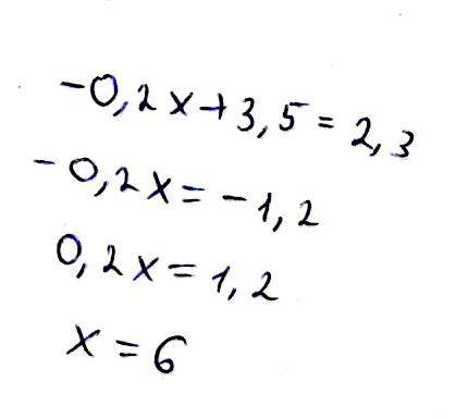 Решите уравнени: а)6,8-1/3х=7,2 б)-0,2х+3,5=2,3