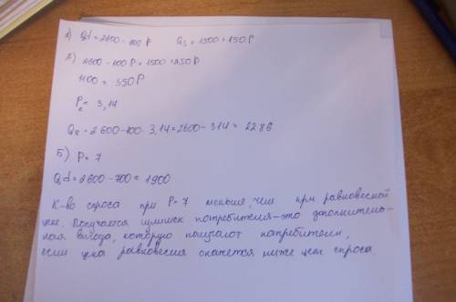 На 50 спрос и предложение на обеды в студенческой столовой описываются уравнениями: qp=2600-100*p, q