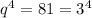 q^4=81=3^4