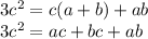 3c^2=c(a+b)+ab\\ &#10; 3c^2=ac+bc+ab \\&#10;