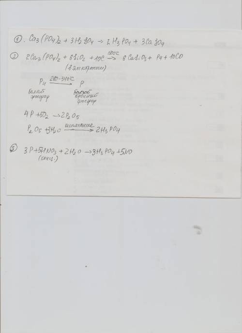 «составить уравнение реакции получения фосфорной кислоты из фосфата кальция»