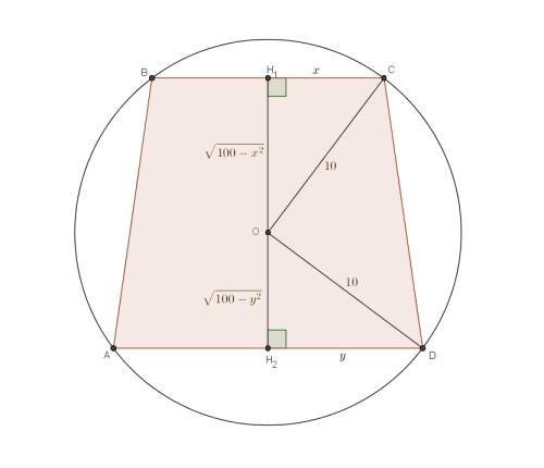 Центр окружности, описанной около трапеции, делит ее высоту в отношении 3: 4. найти основания трапец