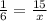 \frac{1}{6} = \frac{15}{x}