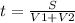 t= \frac{S}{V1+V2}