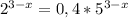 2^{3-x}=0,4*5^{3-x}