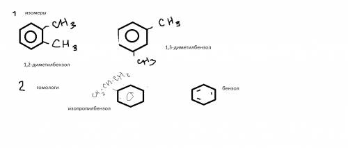 Напишите структурные формулы двух изомеров и двух гомологов этилбензола. назовите вещества по номенк