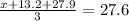 \frac{x + 13.2 + 27.9}{3} = 27.6