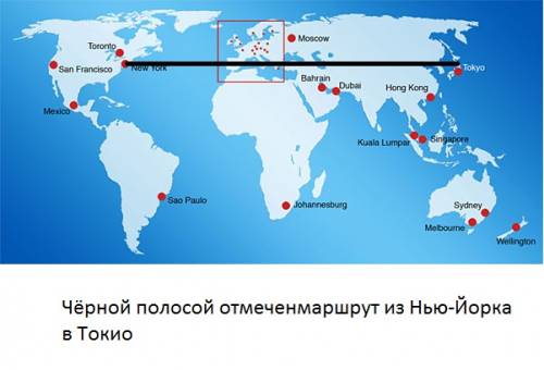 Составить маршрут из нью-йорка в токио