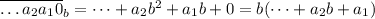 \overline{\dots a_2a_10}_b=\dots+a_2b^2+a_1b+0=b(\dots+a_2b+a_1)
