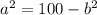 a^{2} =100- b^{2}