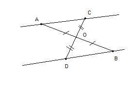 Отрезки ав и сd пересекаются в их общей середине. докажите, что прямые ac и bd параллельны.