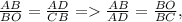 \frac{AB}{BO}= \frac{AD}{CB} = \frac{AB}{AD}= \frac{BO}{BC},