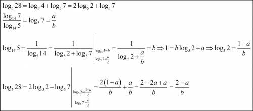 Log14(7)=a, log14(5)=b. надо найти log5(