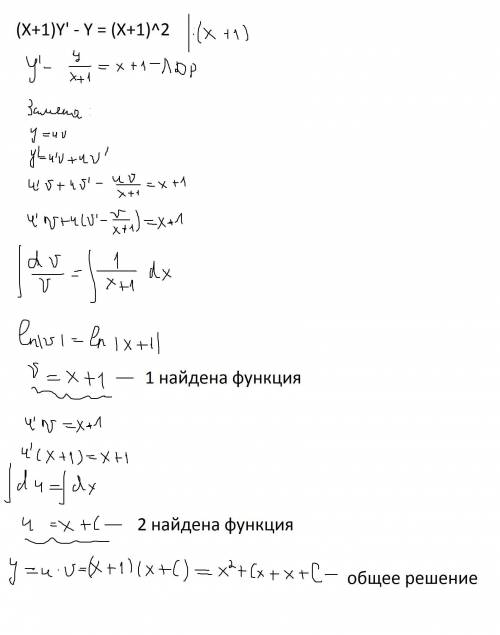 Дифференциальное уравнение 1й курс (x+1)y' - y = (x+1)^2