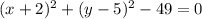 (x+2)^2+(y-5)^2-49=0