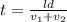 t = \frac{ld}{v_1+v_2}