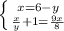 \left \{ {{x=6-y} \atop { \frac{x}{y} +1= \frac{9x}{8} }} \right.