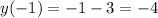 y(-1)=-1-3=-4