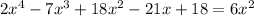 2x^4-7x^3+18x^2-21x+18=6x^2