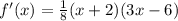 f'(x)=\frac{1}{8} (x+2)(3x-6)