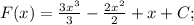 F(x)= \frac{3x^3}{3}- \frac{2x^2}{2}+x+C;