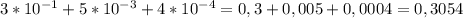 3*10^{-1}+5*10^{-3}+4*10^{-4}=0,3+0,005+0,0004=0,3054