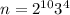 n=2^{10}3^4