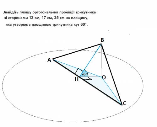 Розв'яжіть з об'ясненням люди добрі , бажано з малюнком ! знайдiть площу ортогональної проекцiї трик