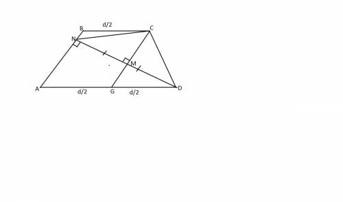 Дана трапеция abcd и точка n на боковой стороне ab, такая, что dn перпендикулярно ab. оказалось, что