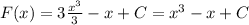 F(x)=3 \frac{ x^{3} }{3}-x+C=x^{3}-x+C