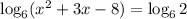 \log_6(x^2+3x-8)=\log_62