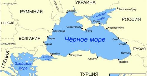 Где находится на карте мира чёрное море