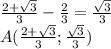 \frac{2+\sqrt{3} }{3}-\frac{2}{3} =\frac{\sqrt{3} }{3}\\A(\frac{2+\sqrt{3} }{3};\frac{\sqrt{3} }{3})