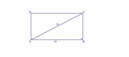 Впрямоугольнике abcd ab=24 см, ac=25см . найдите площадь прямоугольника ?