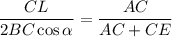 \dfrac{CL}{2BC\cos \alpha}=\dfrac{AC}{AC+CE}