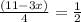 \frac{(11-3x)}{4}= \frac{1}{2}