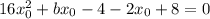 16x^2_0 + bx_0 - 4 - 2x_0 + 8 = 0