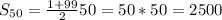 S_{50} = \frac{ 1+ 99}{2}50=50*50=2500