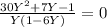 \frac{30 Y^{2}+7Y-1 }{Y(1-6Y)} =0