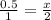 \frac{0.5}{1} = \frac{x}{2}