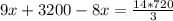 9x+3200-8x= \frac{14*720}{3}