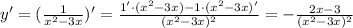 y'=(\frac{1}{x^2-3x} )'= \frac{1'\cdot (x^2-3x)-1\cdot (x^2-3x)'}{(x^2-3x)^2} =- \frac{2x-3}{(x^2-3x)^2}