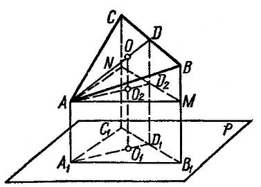 Правильный треугольник спроектирован на плоскость,вершины его отстоят от плоскости на расстоянии 10д