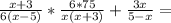 \frac{x+3}{6(x-5)}* \frac{6*75}{x(x+3)}+ \frac{3x}{5-x}=