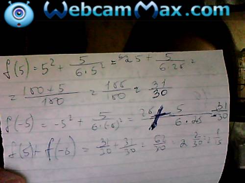 Зная что f(x)= x^2+5/6x^2 найдите f(5)+f(-5)